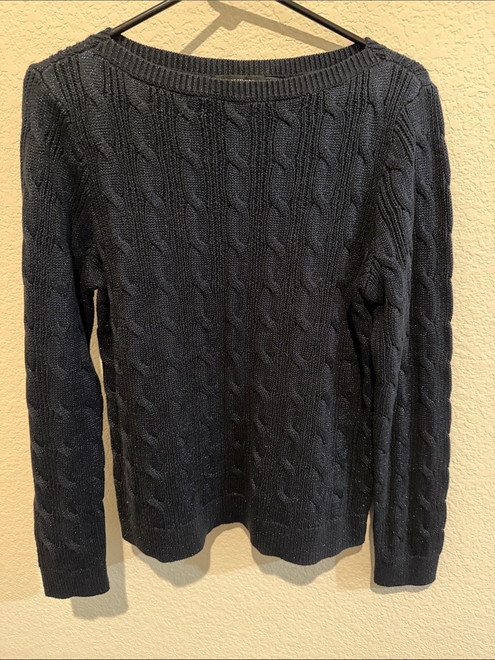 Lauren Ralph Lauren Crewneck Cable Knit Sparkle Sweater Navy
